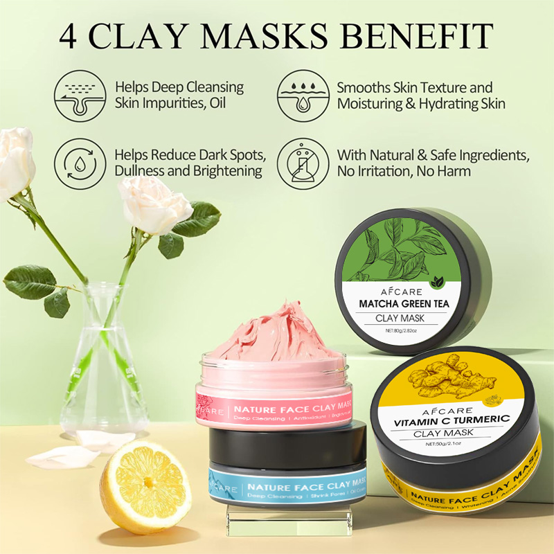 4 Pcs Clay Facial Mask Set Tur - Green Tea Cleansing Clay Mask recension och pris